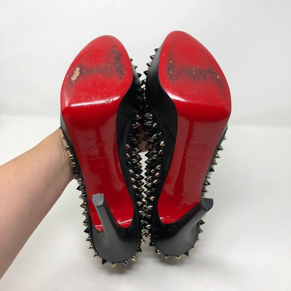 Christian Louboutin Bianca Spike 140mm Pump Women 42 12 Black Studded Platform